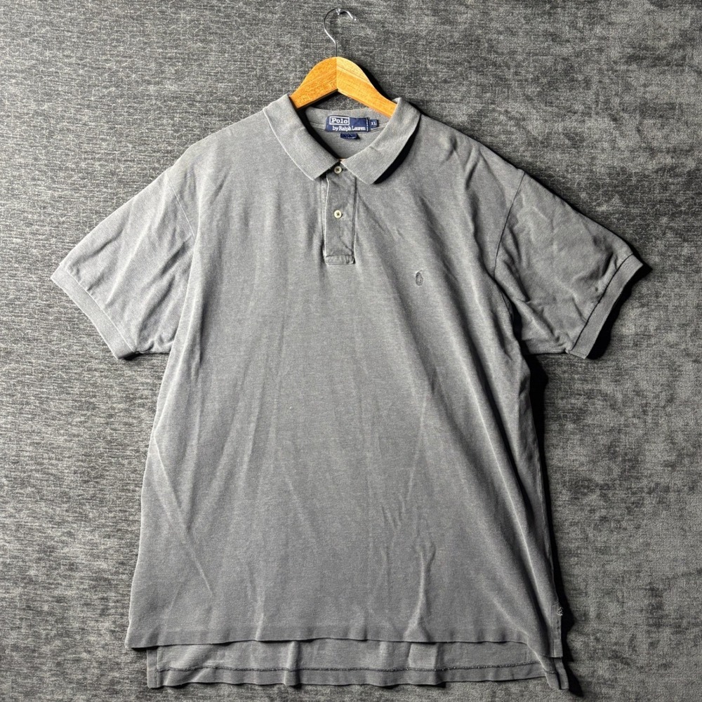 Polo Ralph Lauren Mens XL Grey Short Sleeve Pique Polo Shirt Faded Preppy